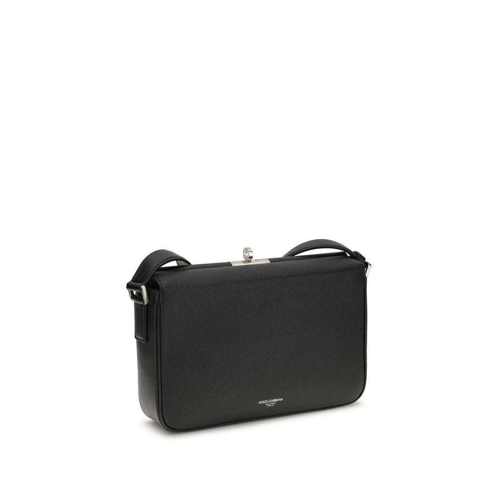 Dolce & Gabbana Black Calf Leather Bos Taurus Shoulder Bag