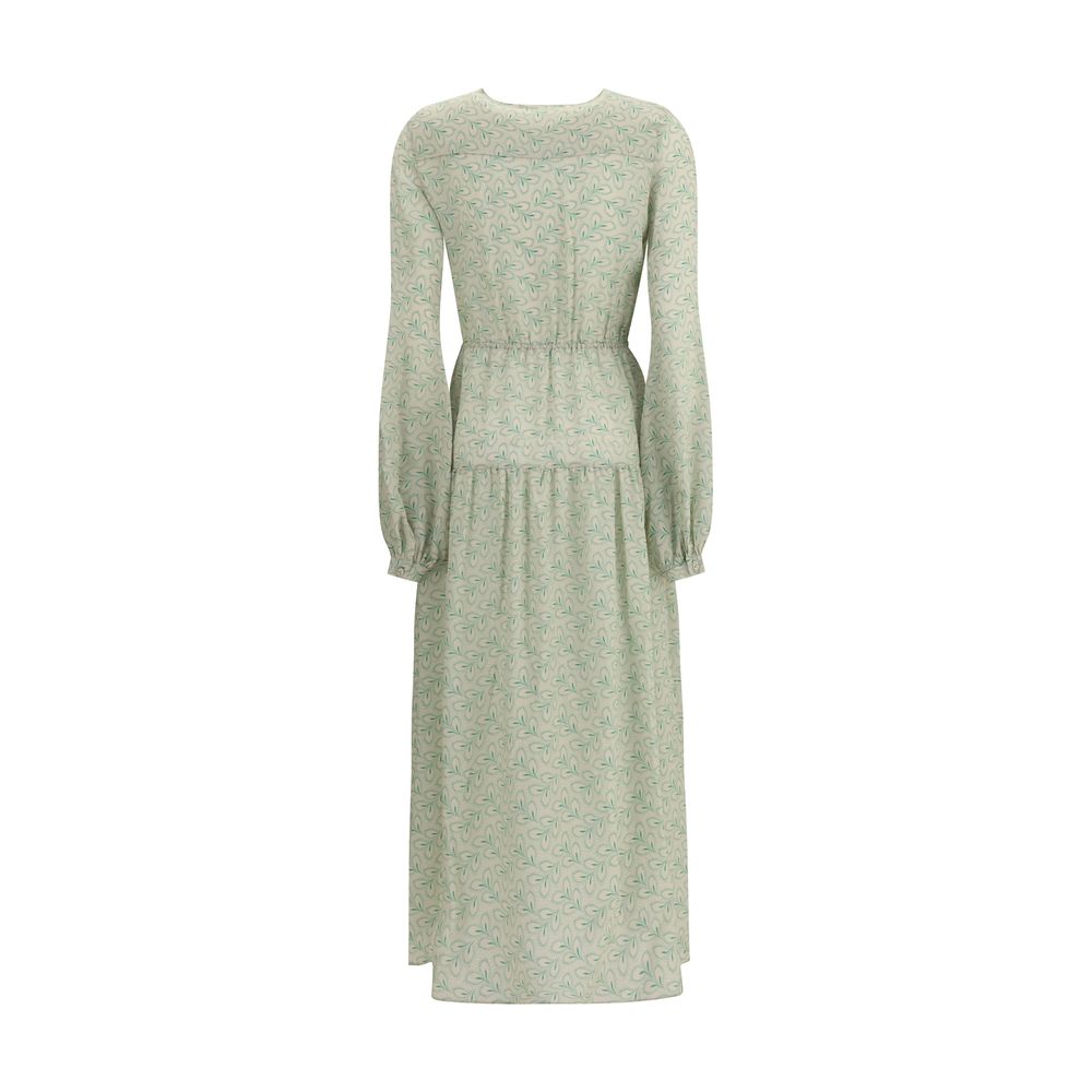 Kristina Ti Green Silk Long Dress
