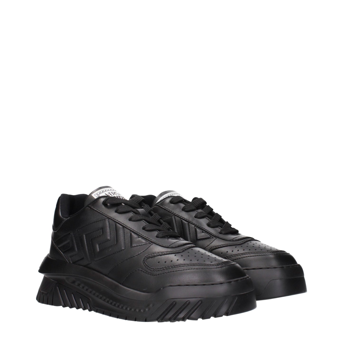 Black Leather Chunky Sneakers