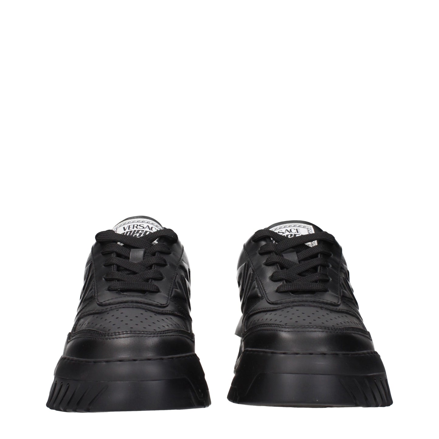 Black Leather Chunky Sneakers