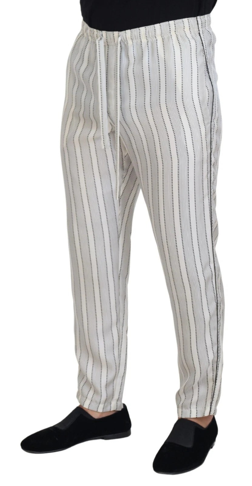 White Stripes Silk Lounge Trouser Pants