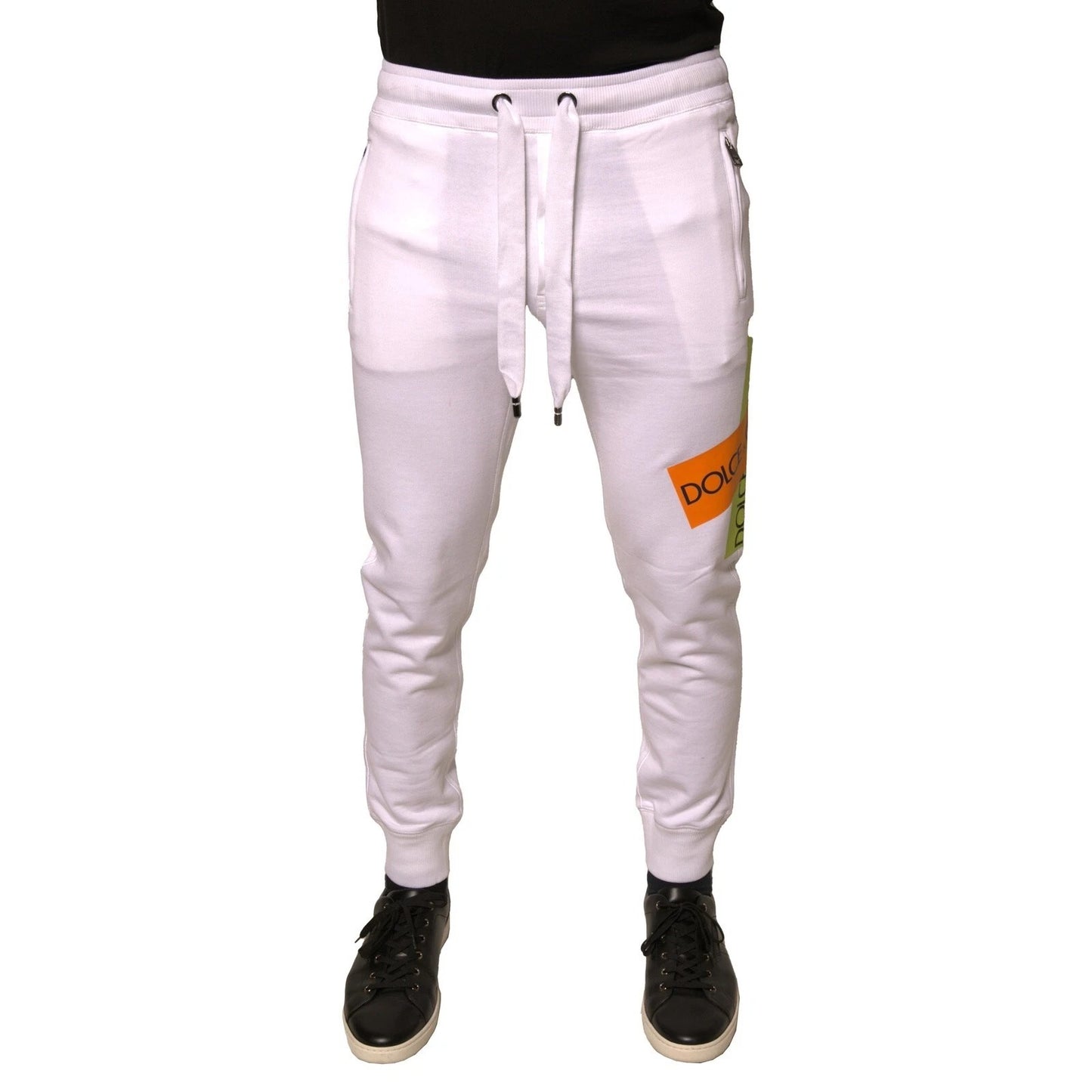 White Logo Tape Jogger Cotton Sweatpant Pants