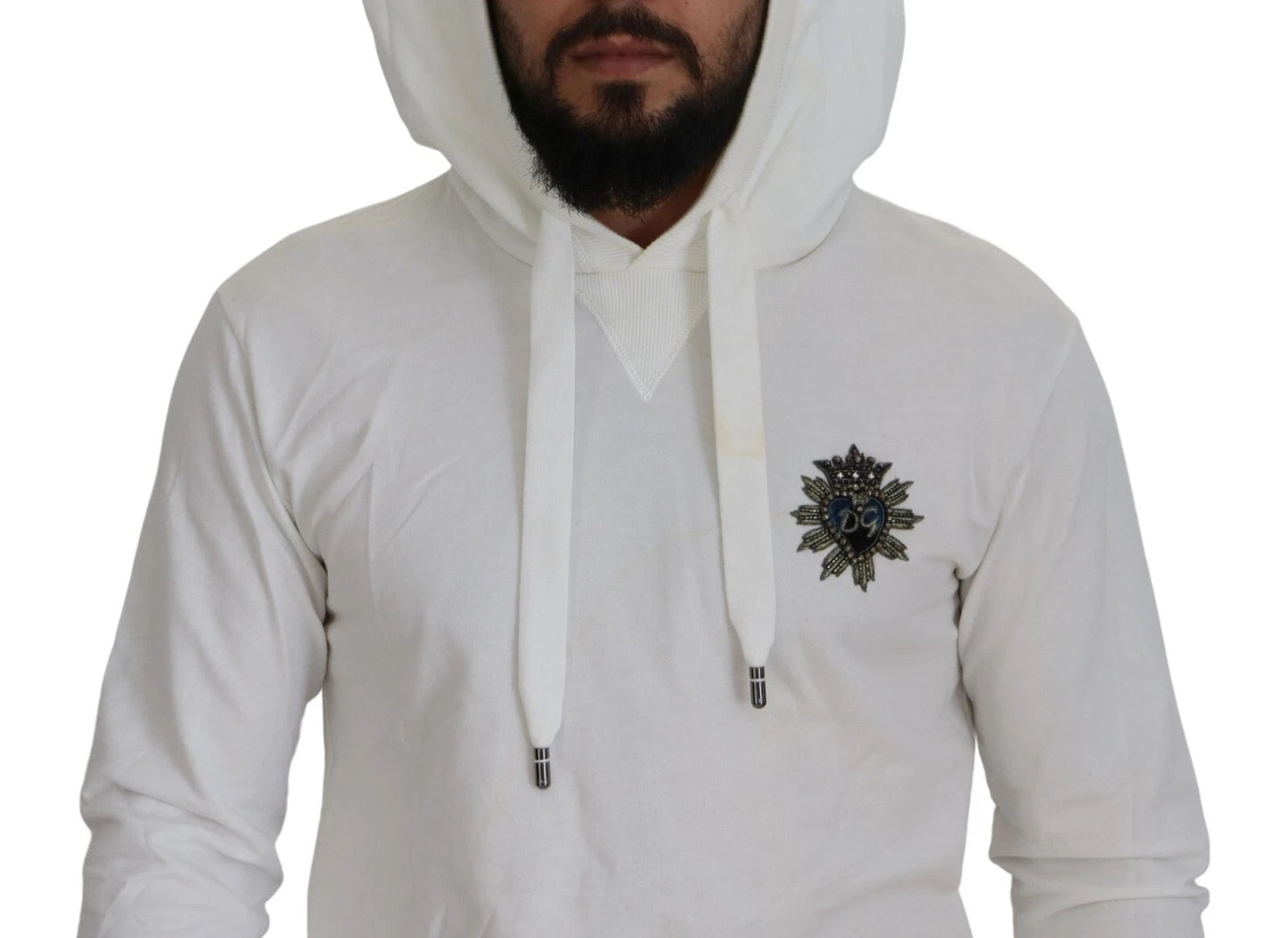 White Cotton Hooded Sweatshirt Sweater