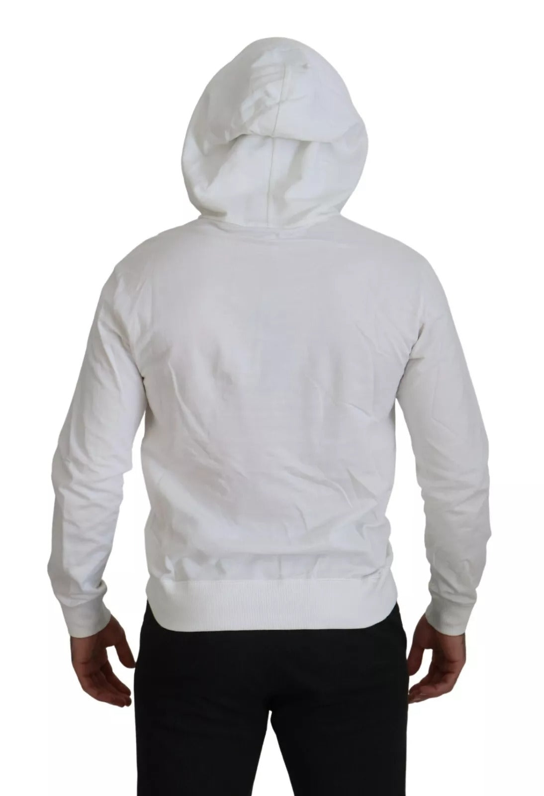 White Cotton Hooded Sweatshirt Sweater