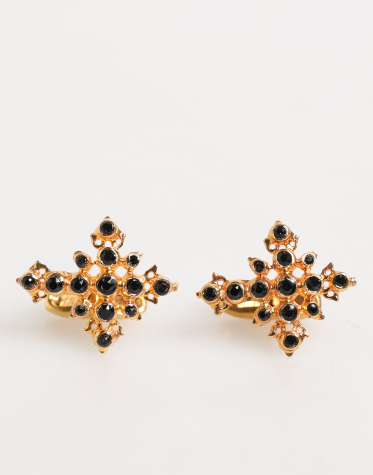 Gold Tone Brass Cross Crystal Men Accessory Cufflink