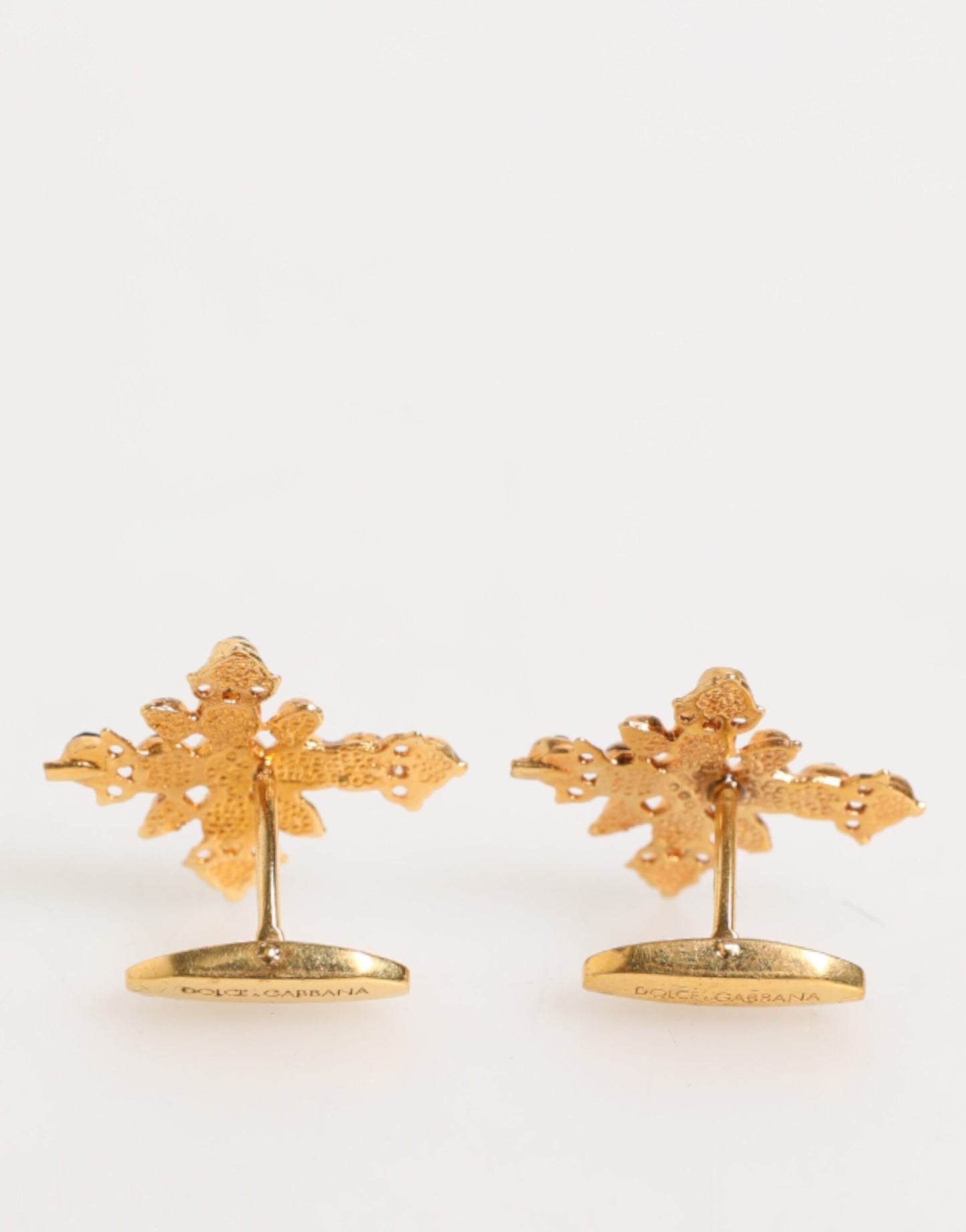 Gold Tone Brass Cross Crystal Men Accessory Cufflink