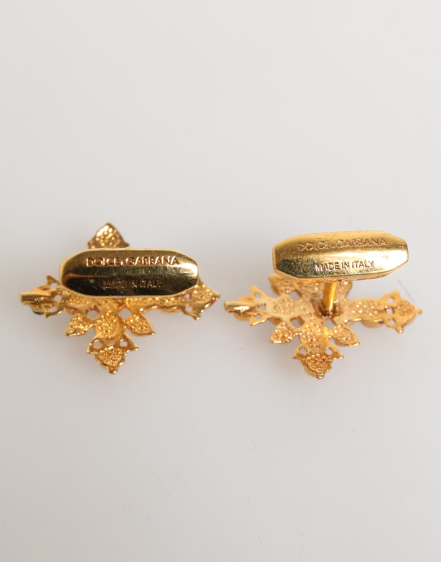 Gold Tone Brass Cross Crystal Men Accessory Cufflink