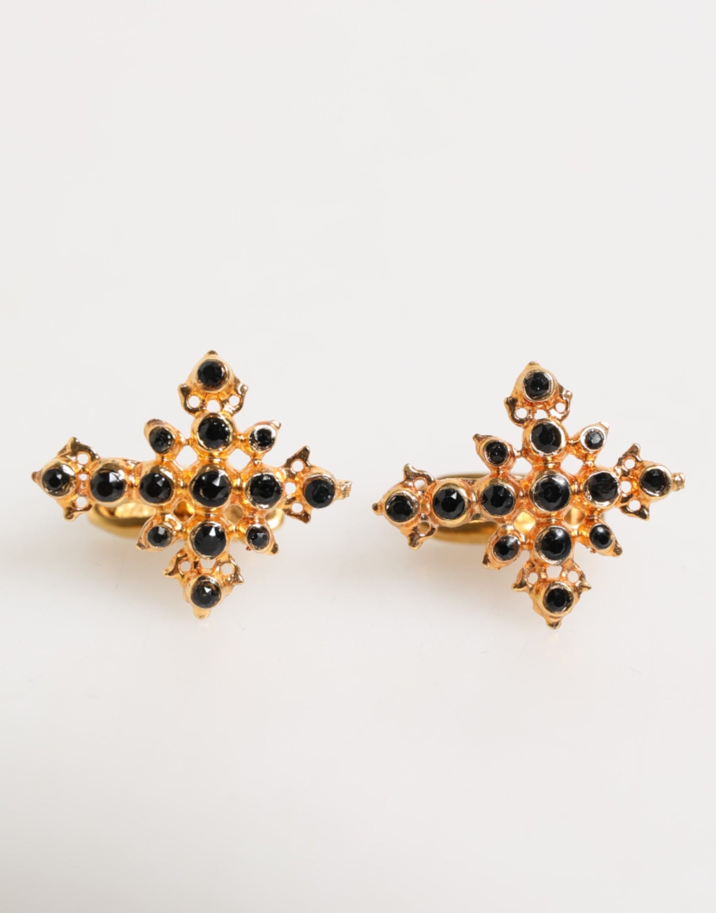 Gold Tone Brass Cross Crystal Men Accessory Cufflink