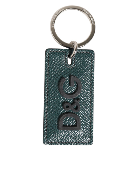 Army Green Leather Logo Metal Ring Men Keychain Keyring