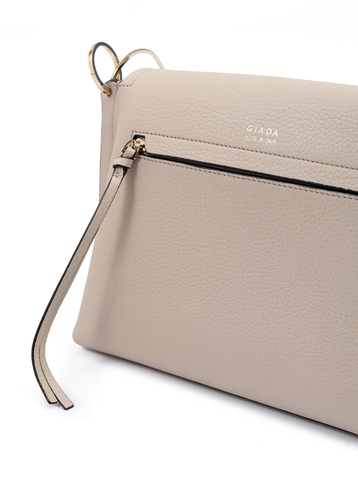 Giada Beige Grained Leather Crossbody Bag