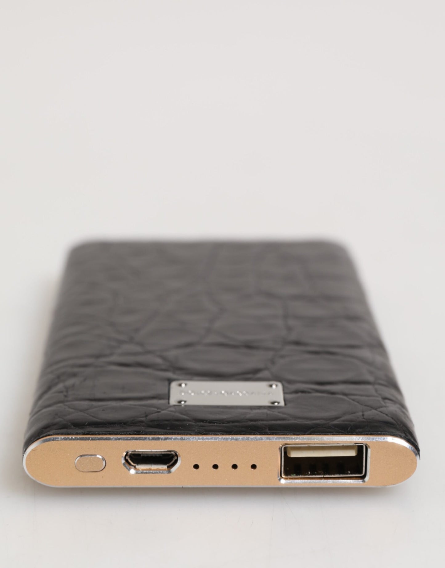 Dolce & Gabbana Black Leather Embossed Skin 3000mAh Power Bank Charger USB