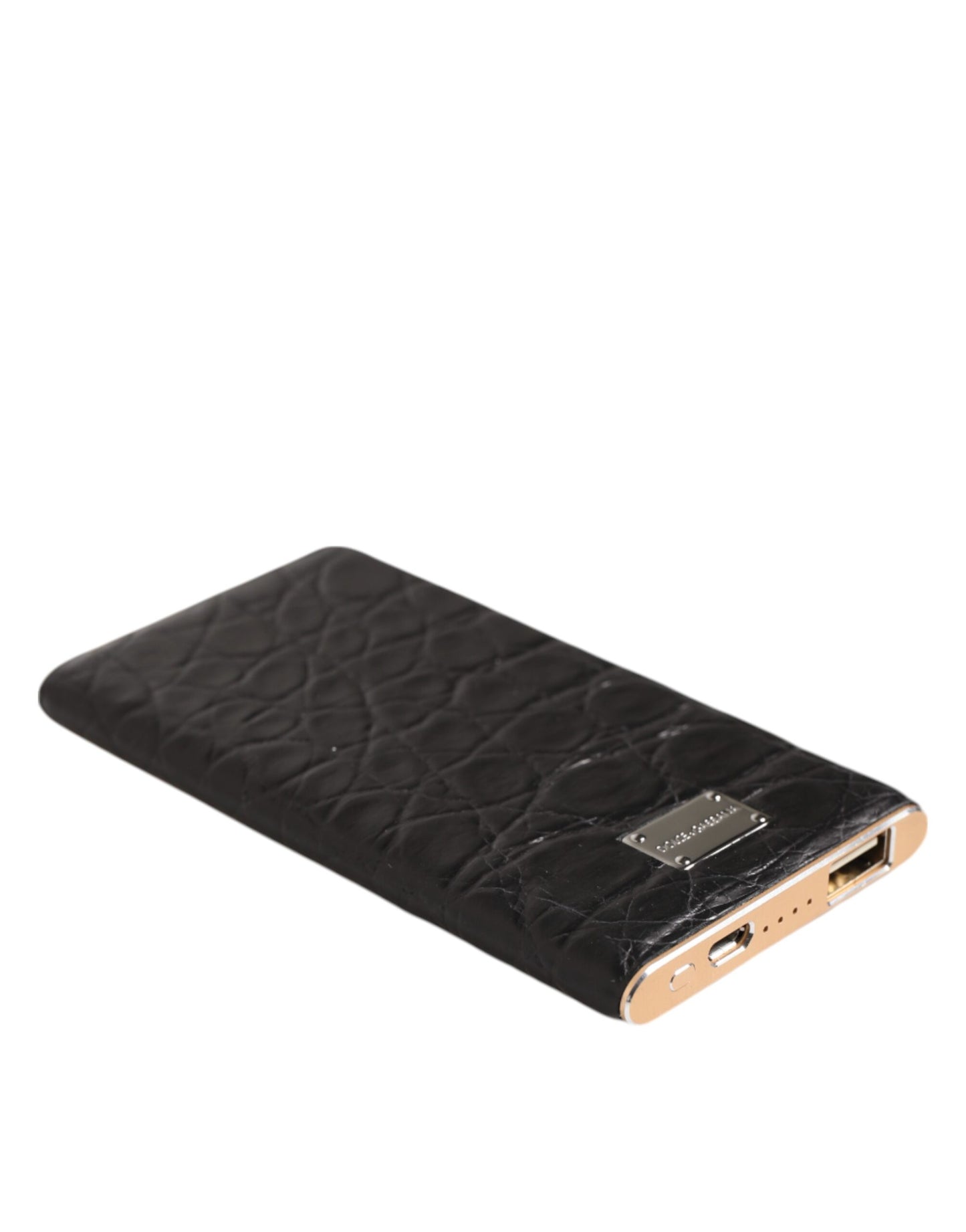 Dolce & Gabbana Black Exoctic Leather Embossed 3000mAh Power Bank Charger USB