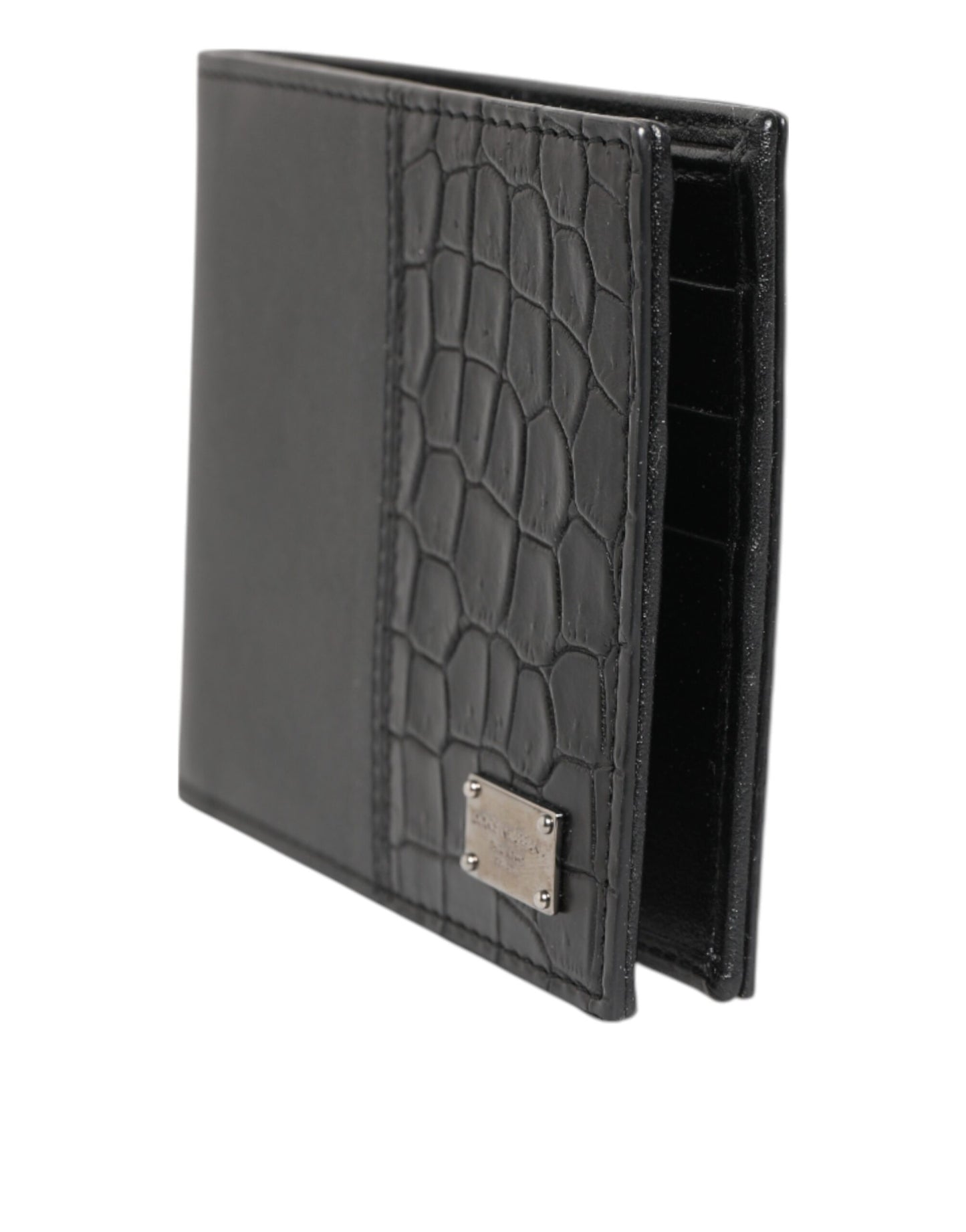 Black Exotic Leather Bifold Card Holder Men Wallet