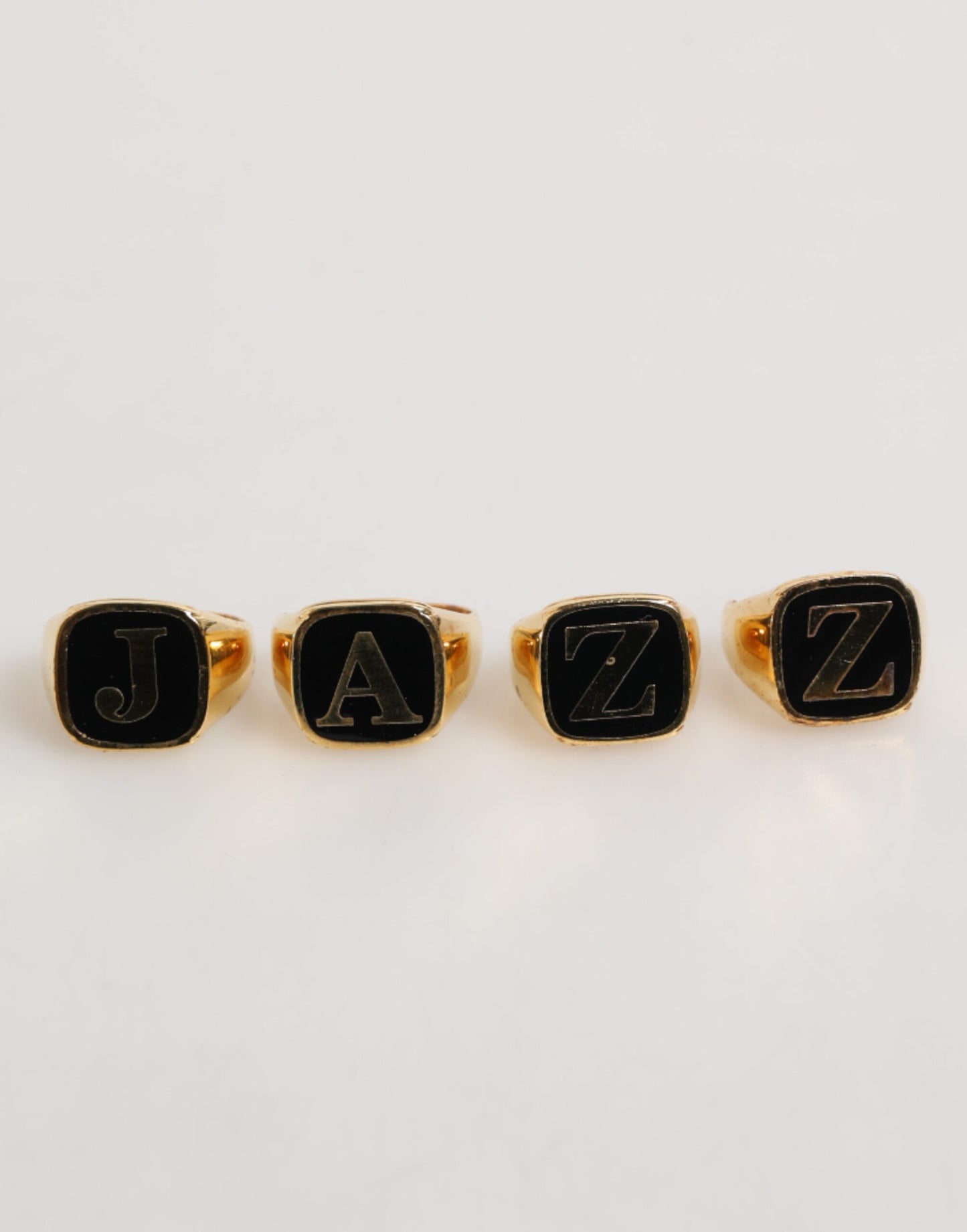 Dolce & Gabbana Gold Tone Brass JAZZ Letter Set 4 Pieces Adjustable Ring
