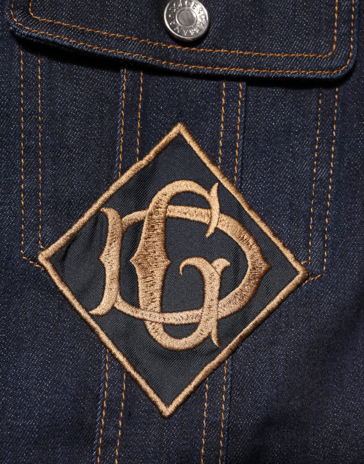Indigo Blue Denim Slim Fit Logo Patch Jacket