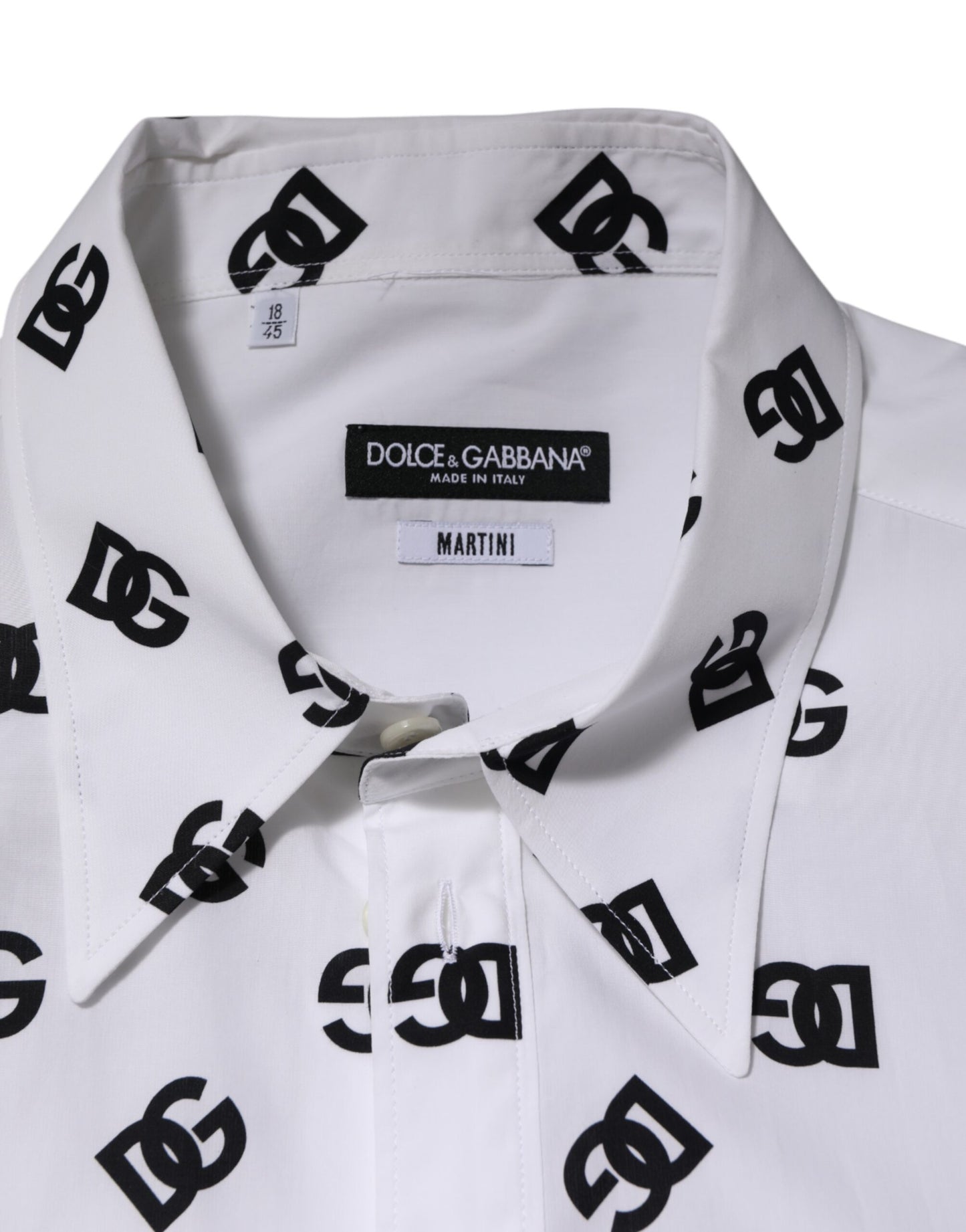 White Cotton Black DG Logo Long Sleeve Shirt