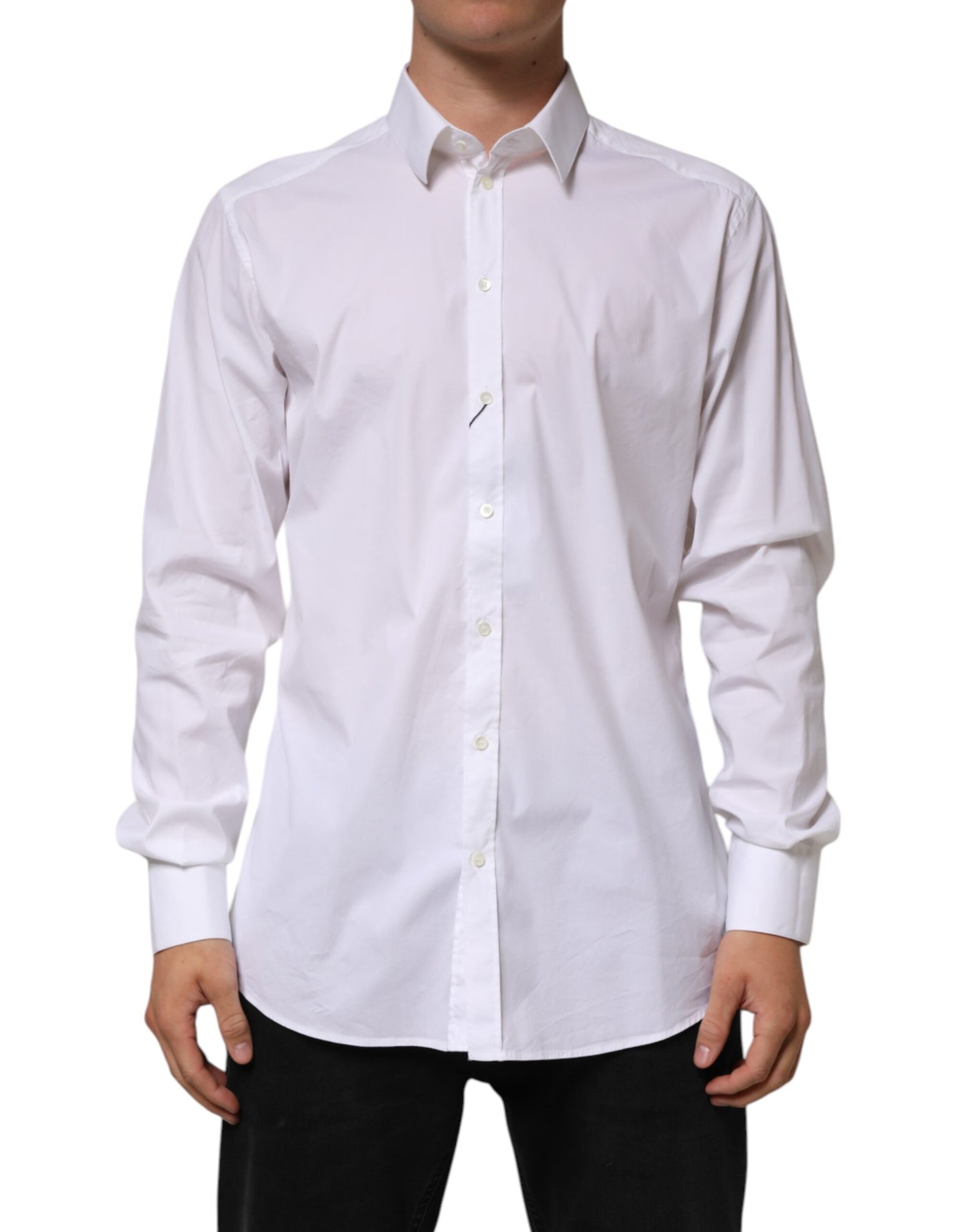 White Cotton GOLD Long Sleeves Formal Shirt
