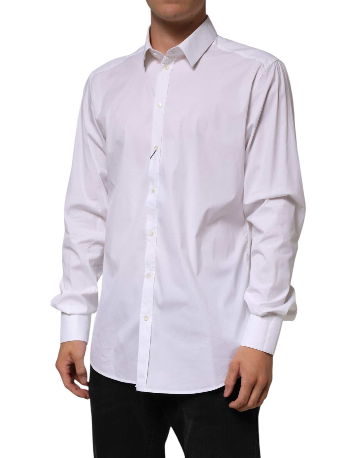 White Cotton GOLD Long Sleeves Formal Shirt