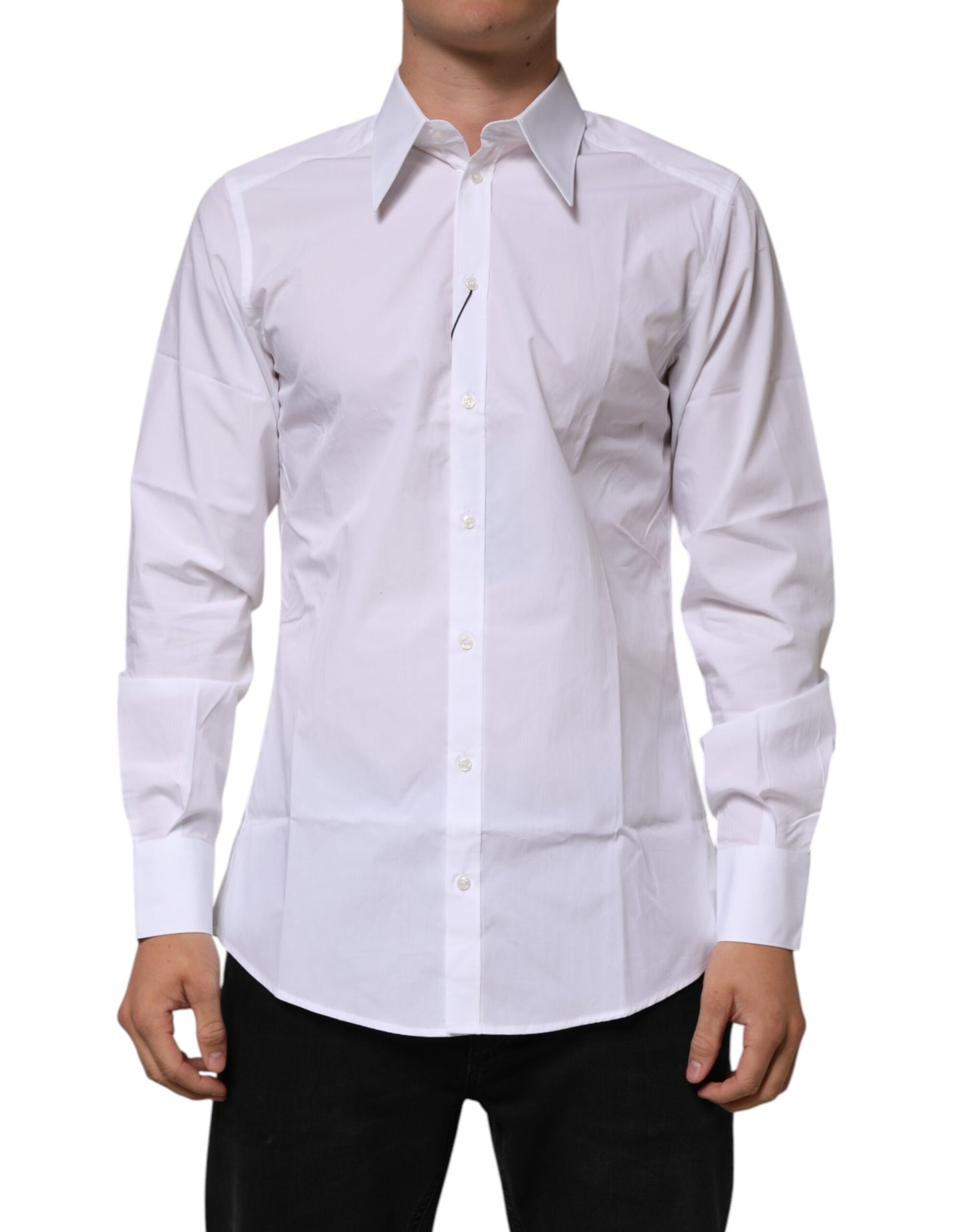 White Cotton Slim Fit Dress Formal Men Shirt