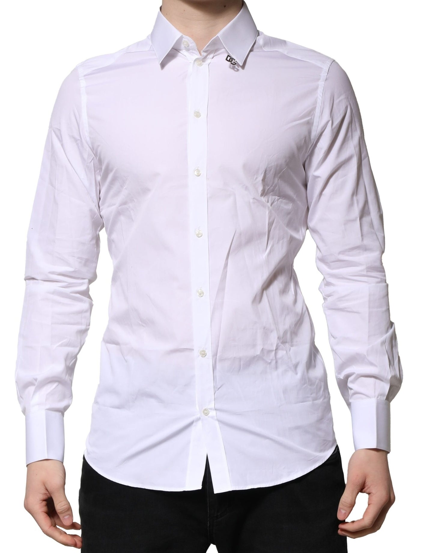 White Cotton GOLD Long Sleeves Formal Shirt
