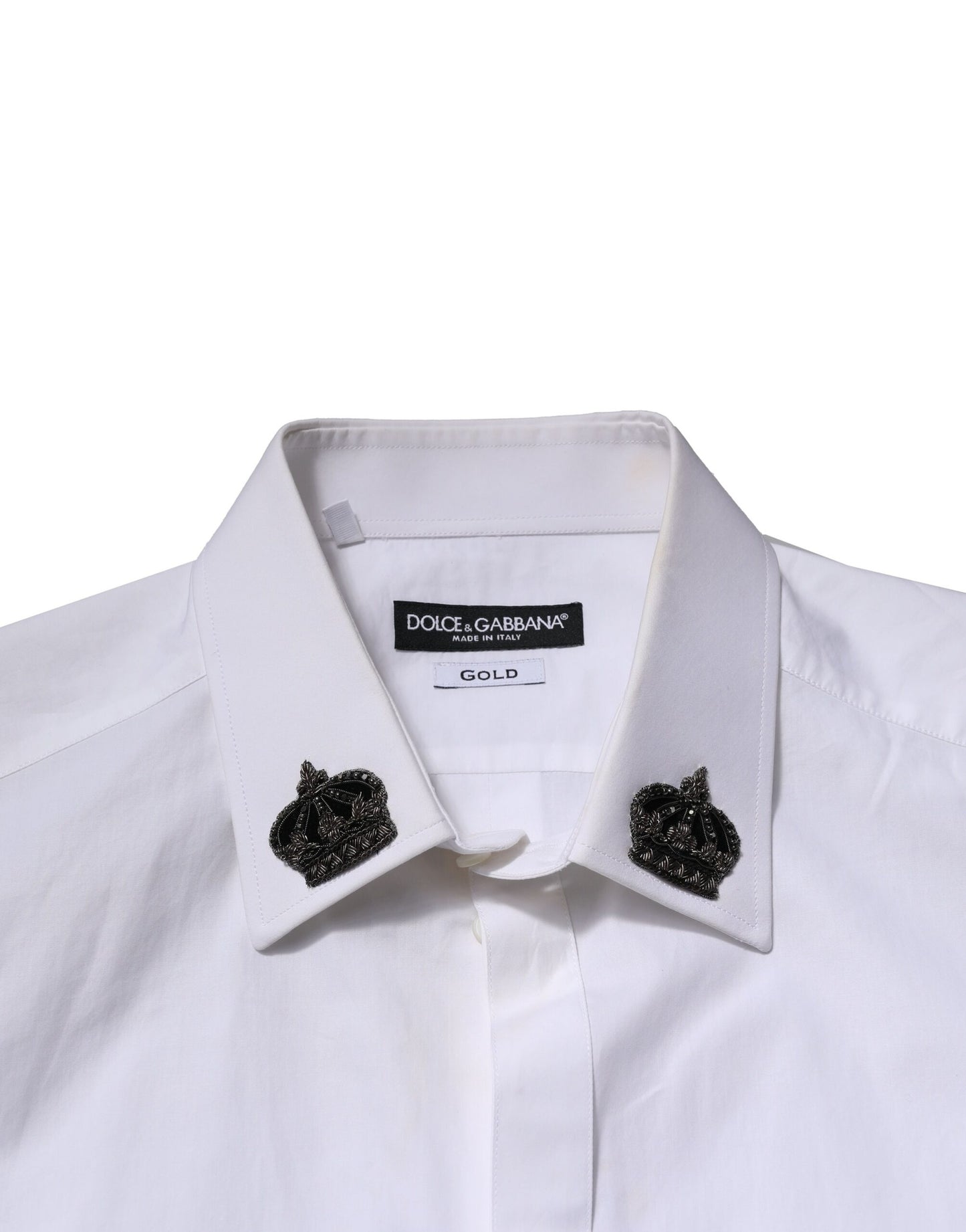 White Cotton Crown Collar GOLD Formal Shirt
