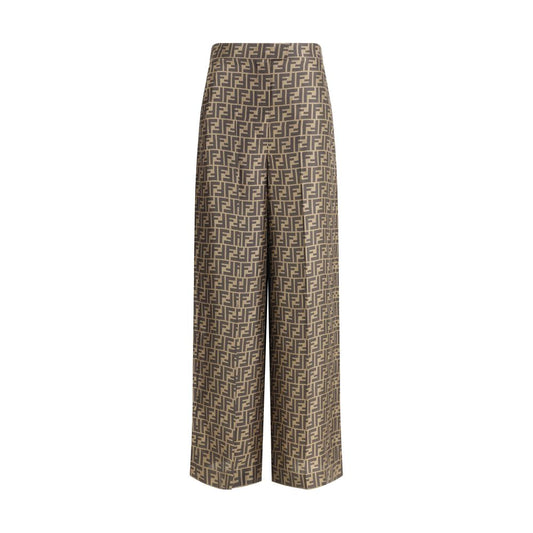 Monogram pattern silk Pants