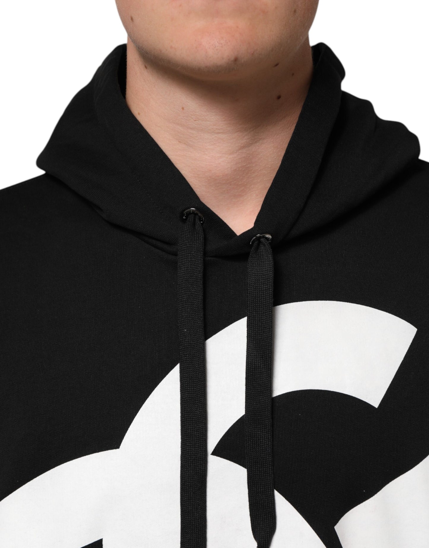 Black Cotton DG Logo Pullover Hoodie Sweater