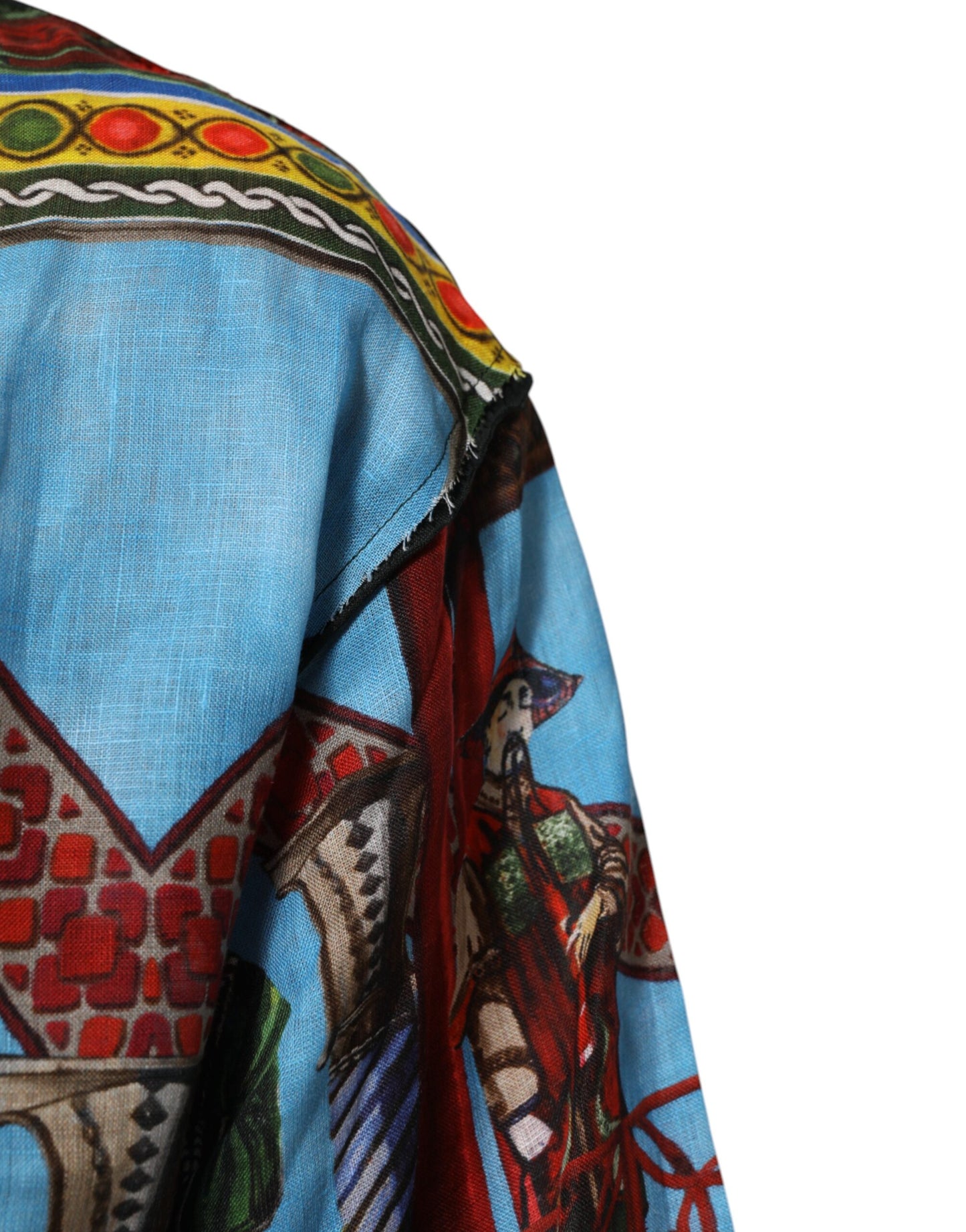 Multicolor Cotton Linen Temple Print T-shirt