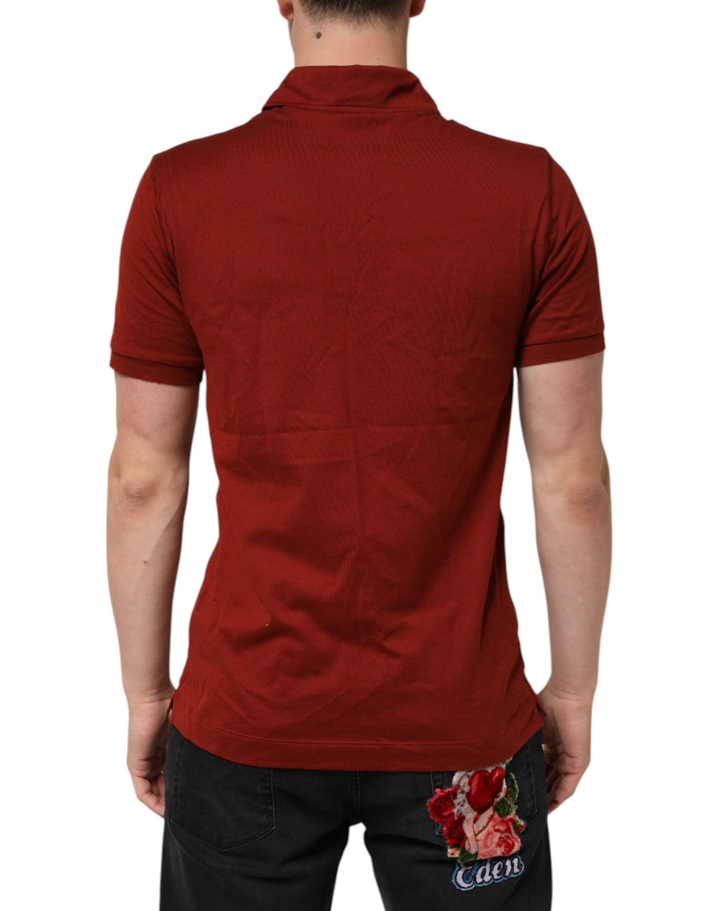 Red Cotton DG Logo Collared Men Polo T-shirt