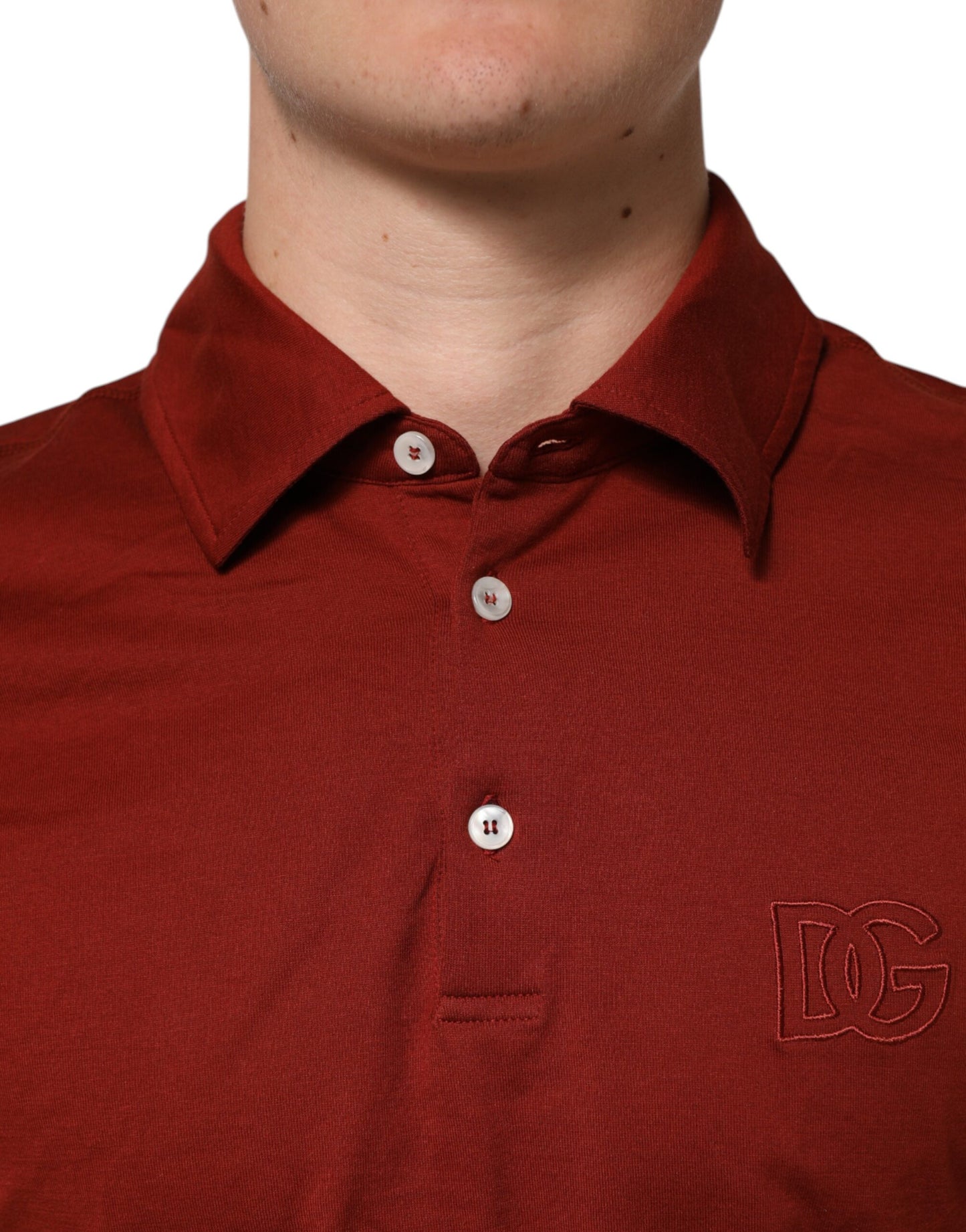 Red Cotton DG Logo Collared Men Polo T-shirt