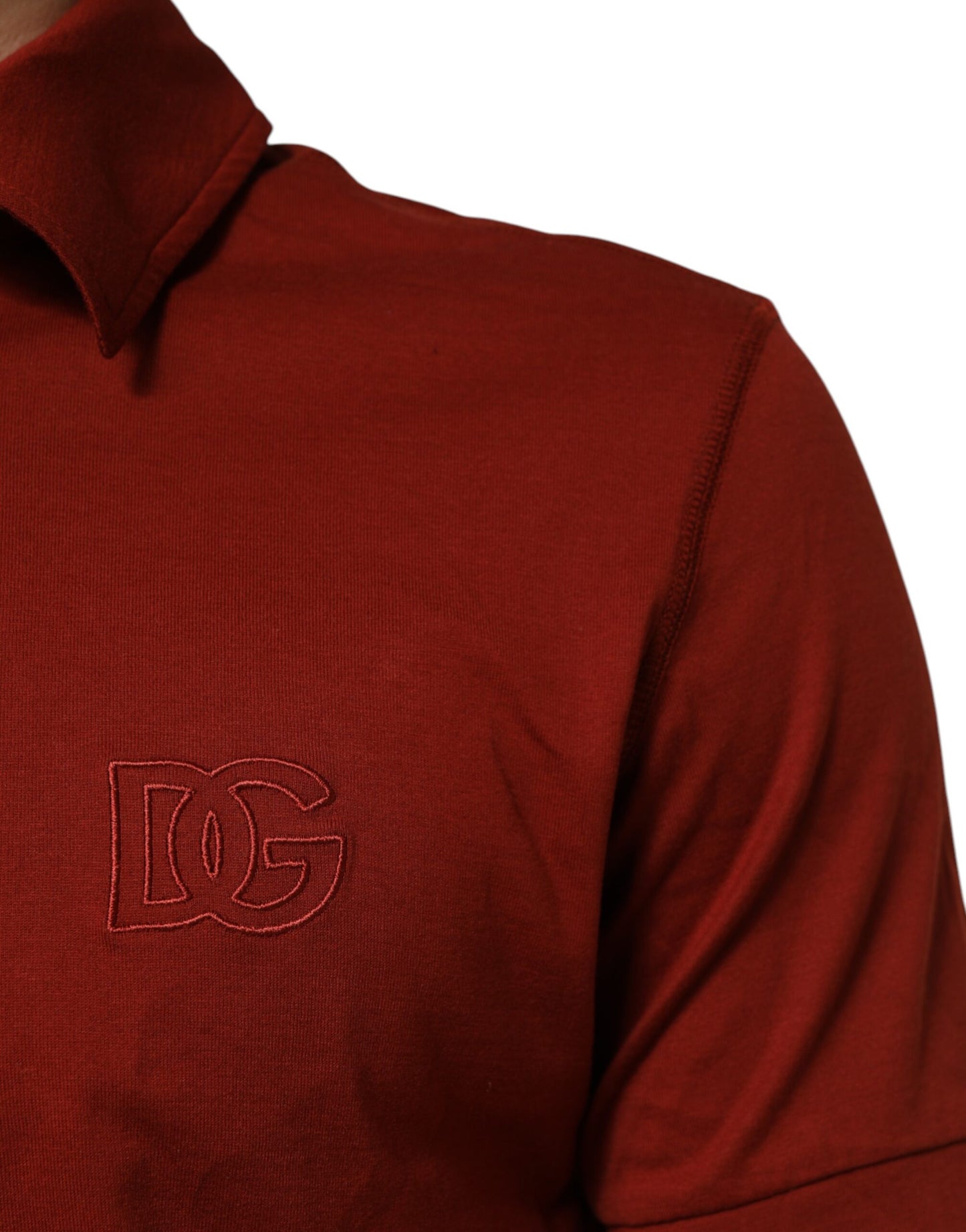 Red Cotton DG Logo Collared Men Polo T-shirt