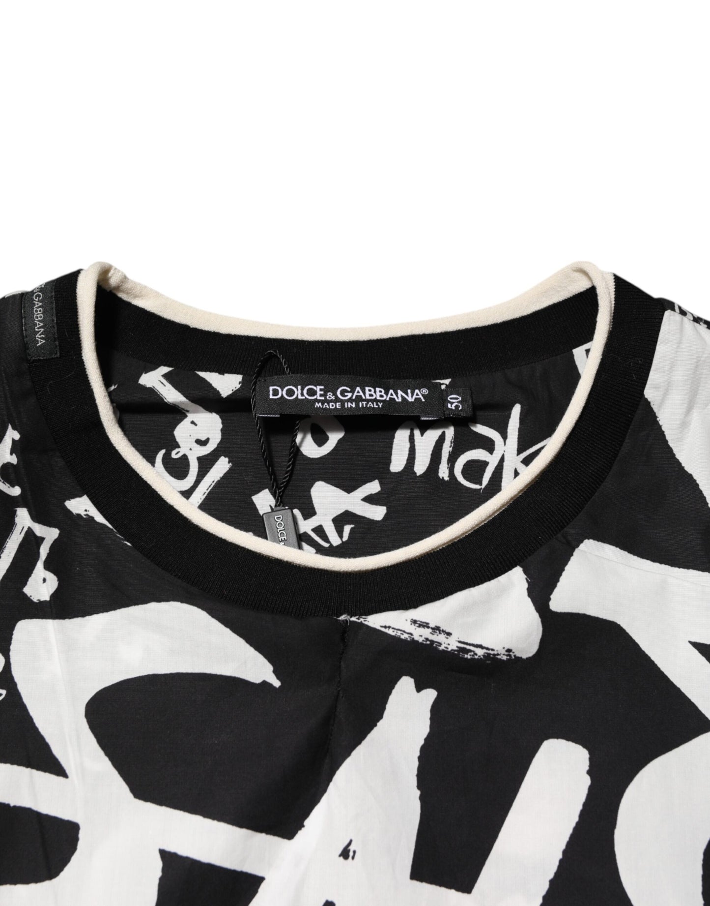 Black White Cotton Oversized Graffiti T-shirt