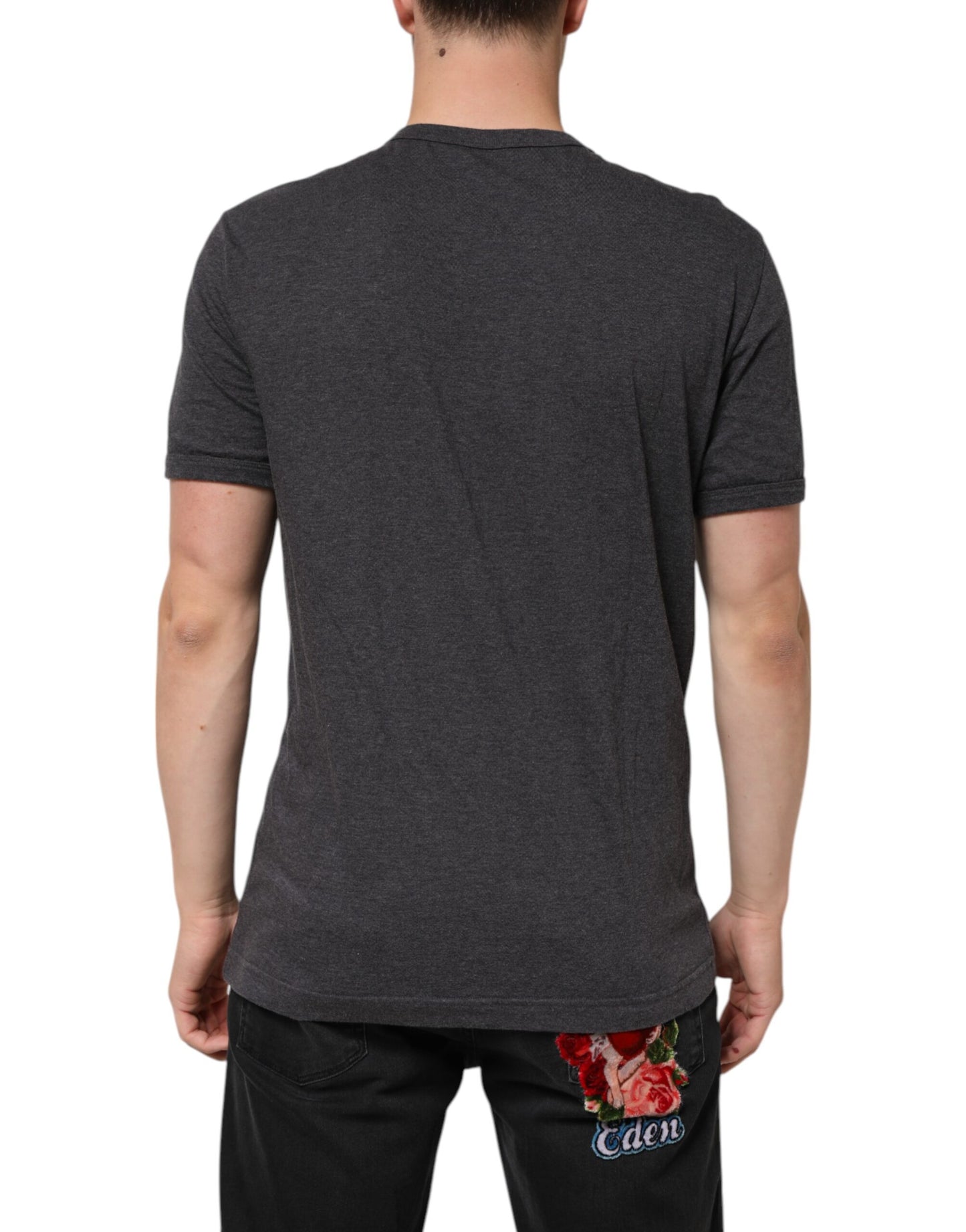 Black Charcoal DG Logo V-Neck Men T-shirt