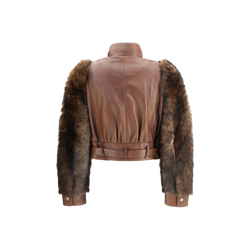 Leather and fur short Jacket