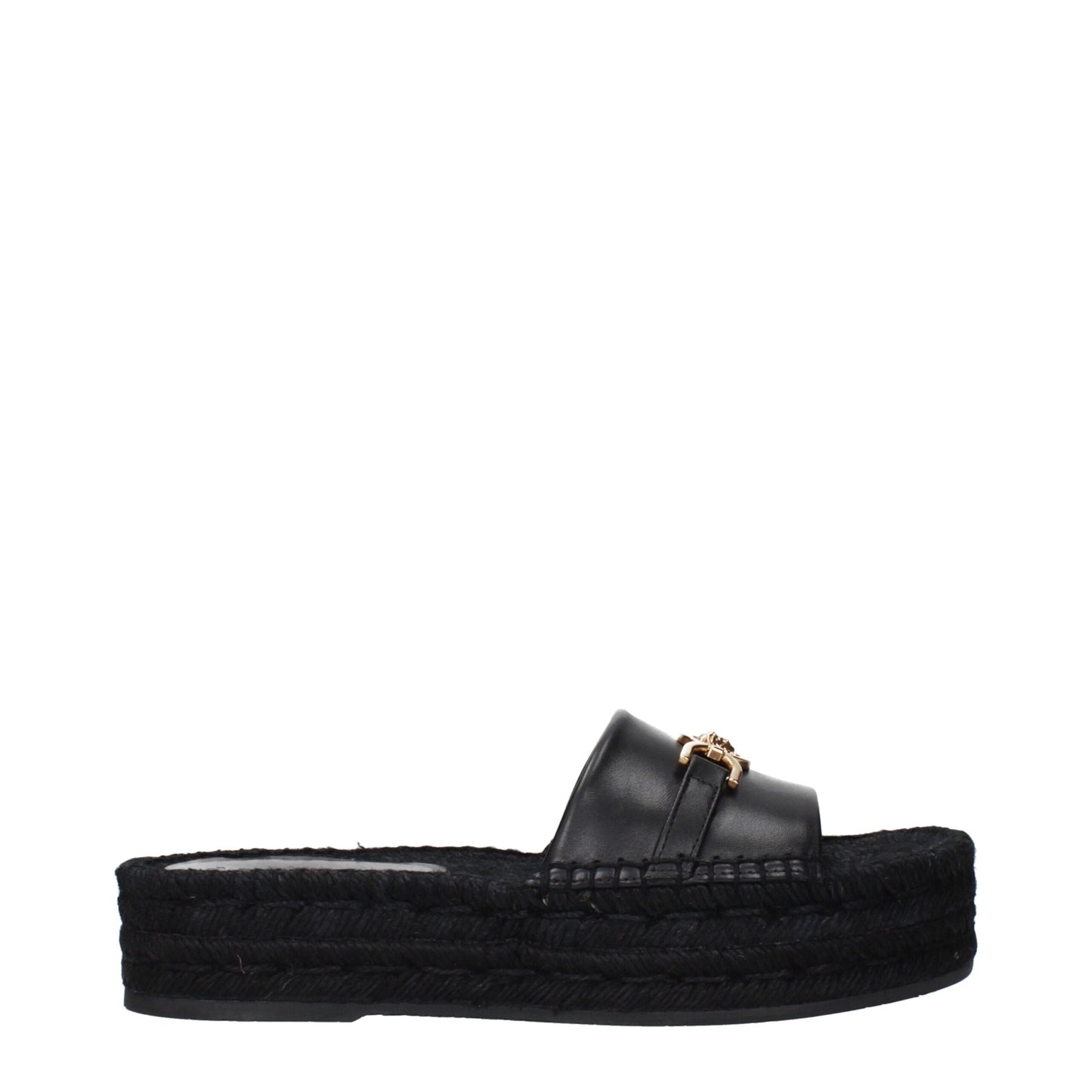 Black Leather Slippers Sandals