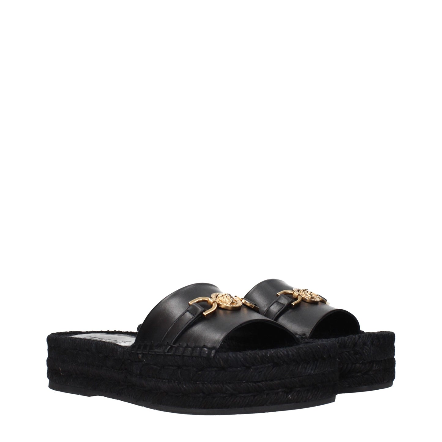 Black Leather Slippers Sandals