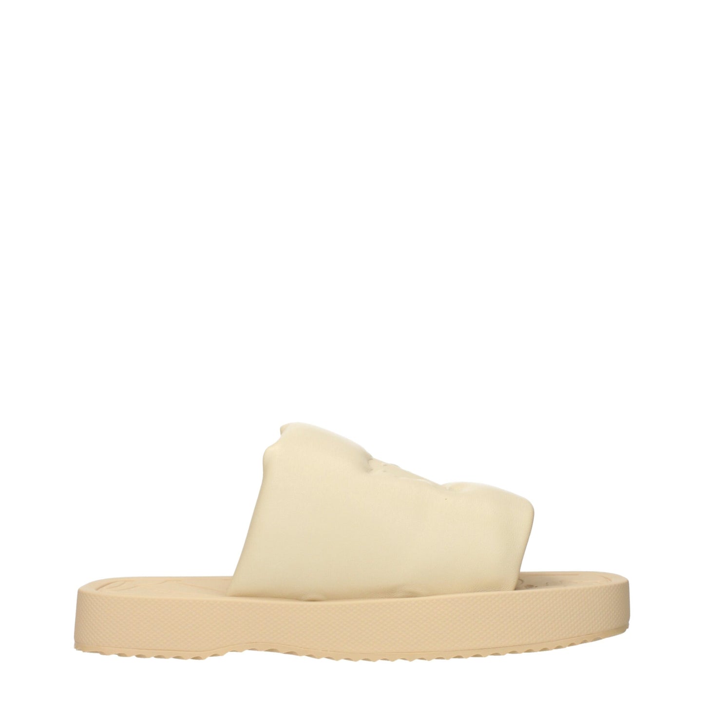 Beige Leather Slippers Sandals