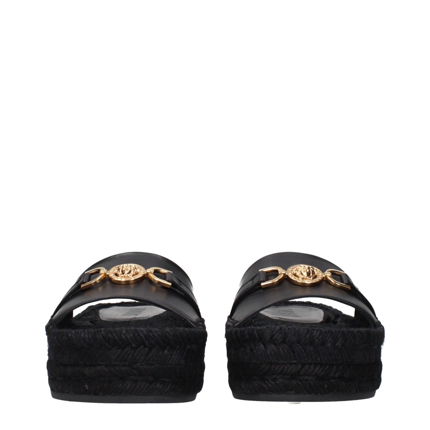 Black Leather Slippers Sandals