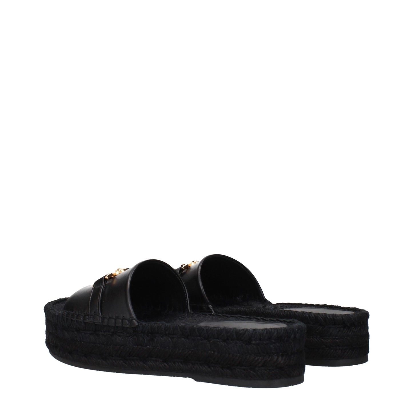 Black Leather Slippers Sandals