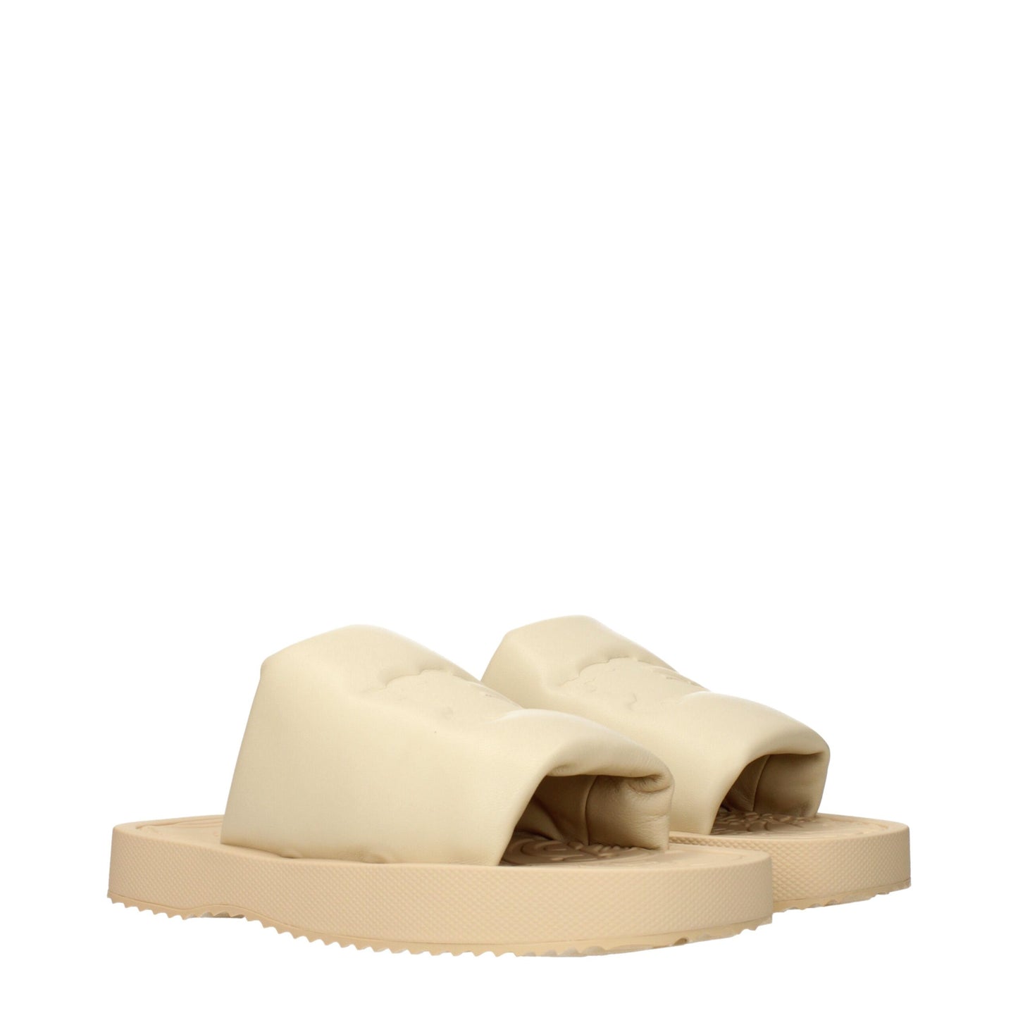 Beige Leather Slippers Sandals