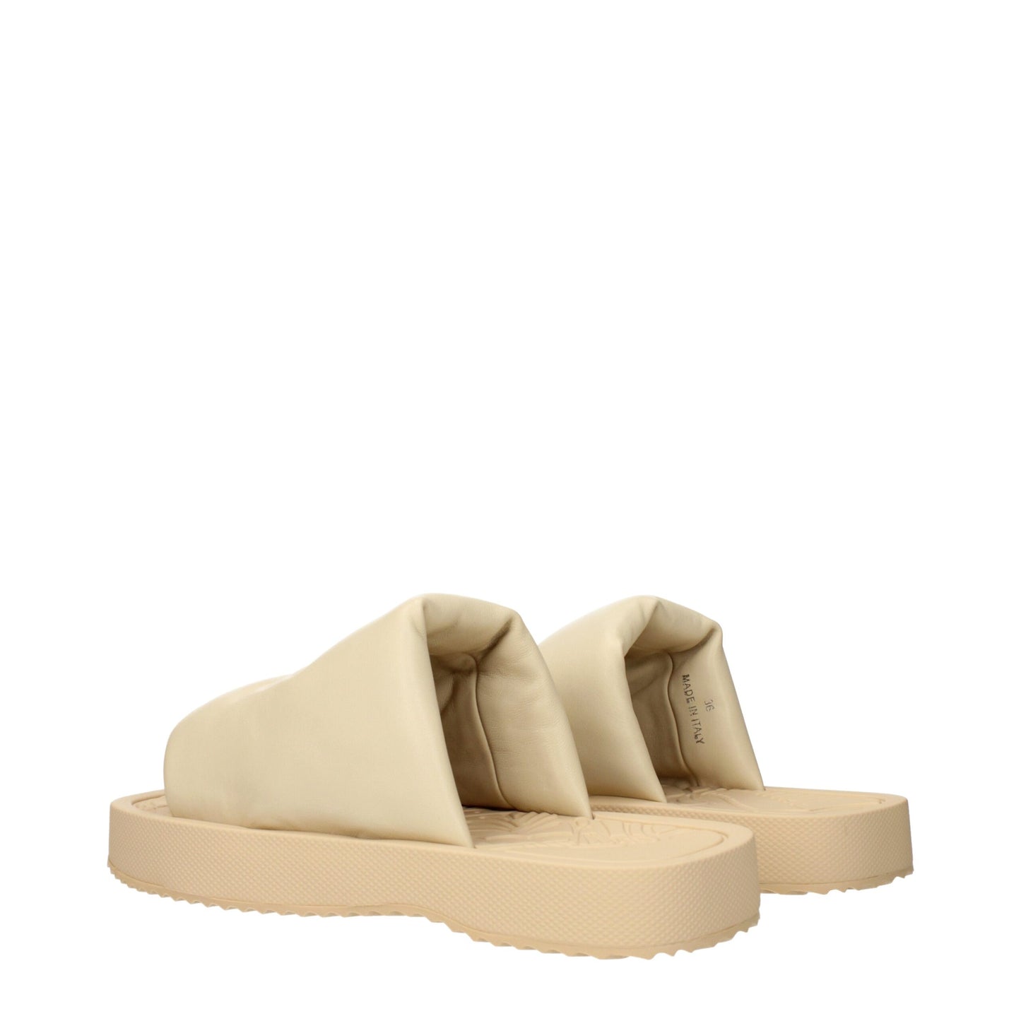 Beige Leather Slippers Sandals
