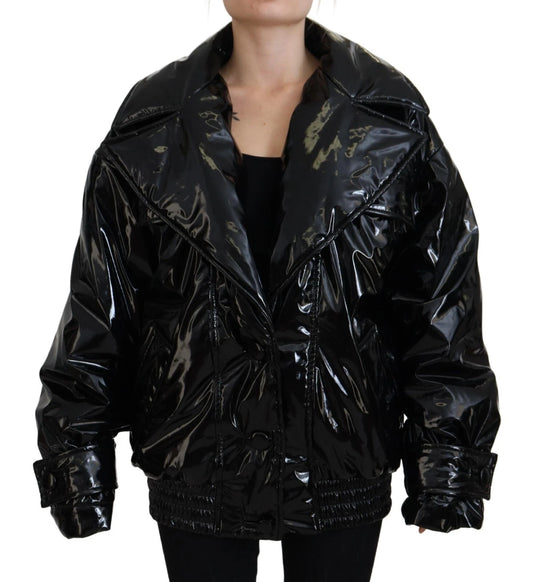 Polyester Black Shiny Blazer Women Jacket