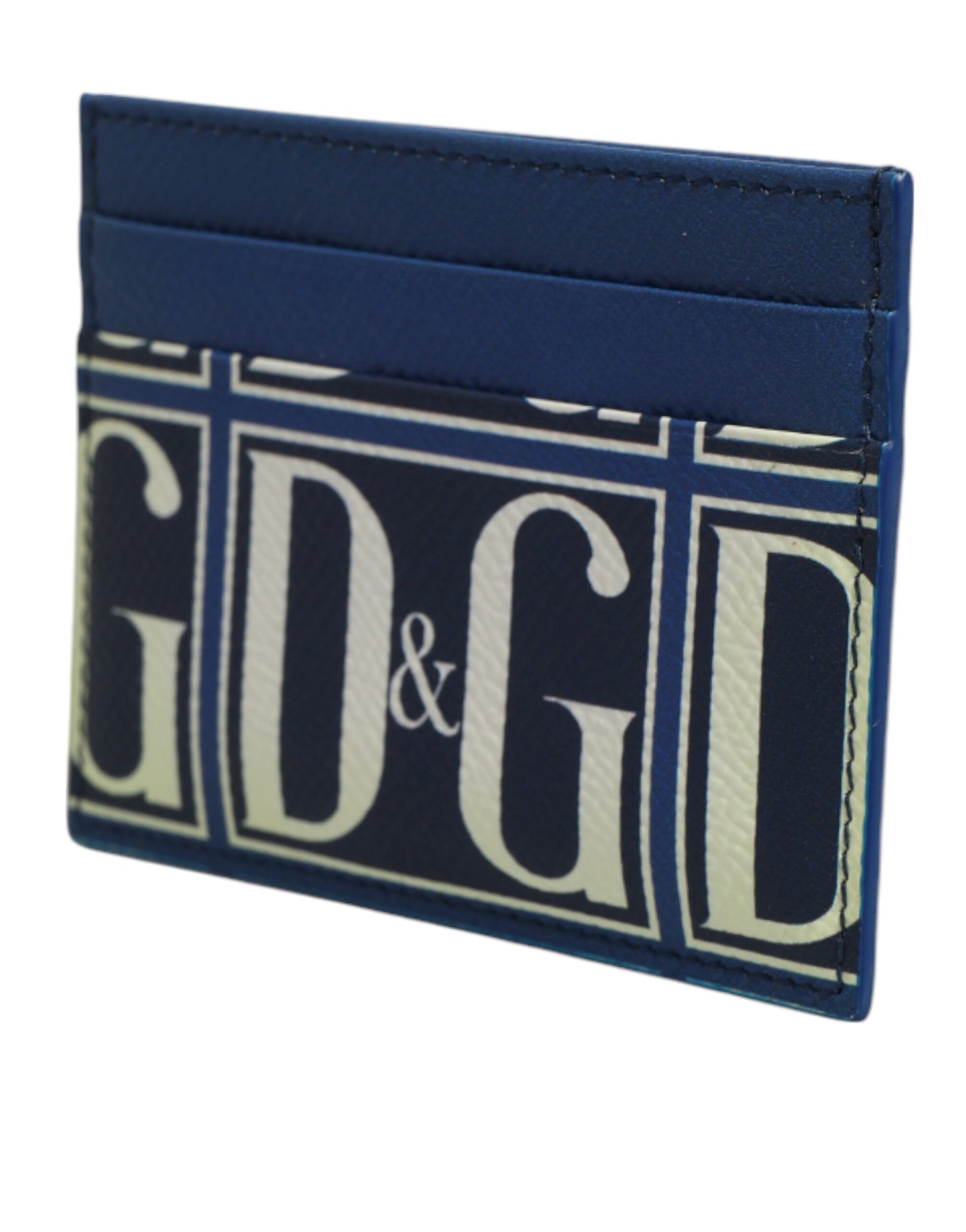 Dolce & Gabbana Blue Calf Leather DG Logo Monogram Card Holder Wallet