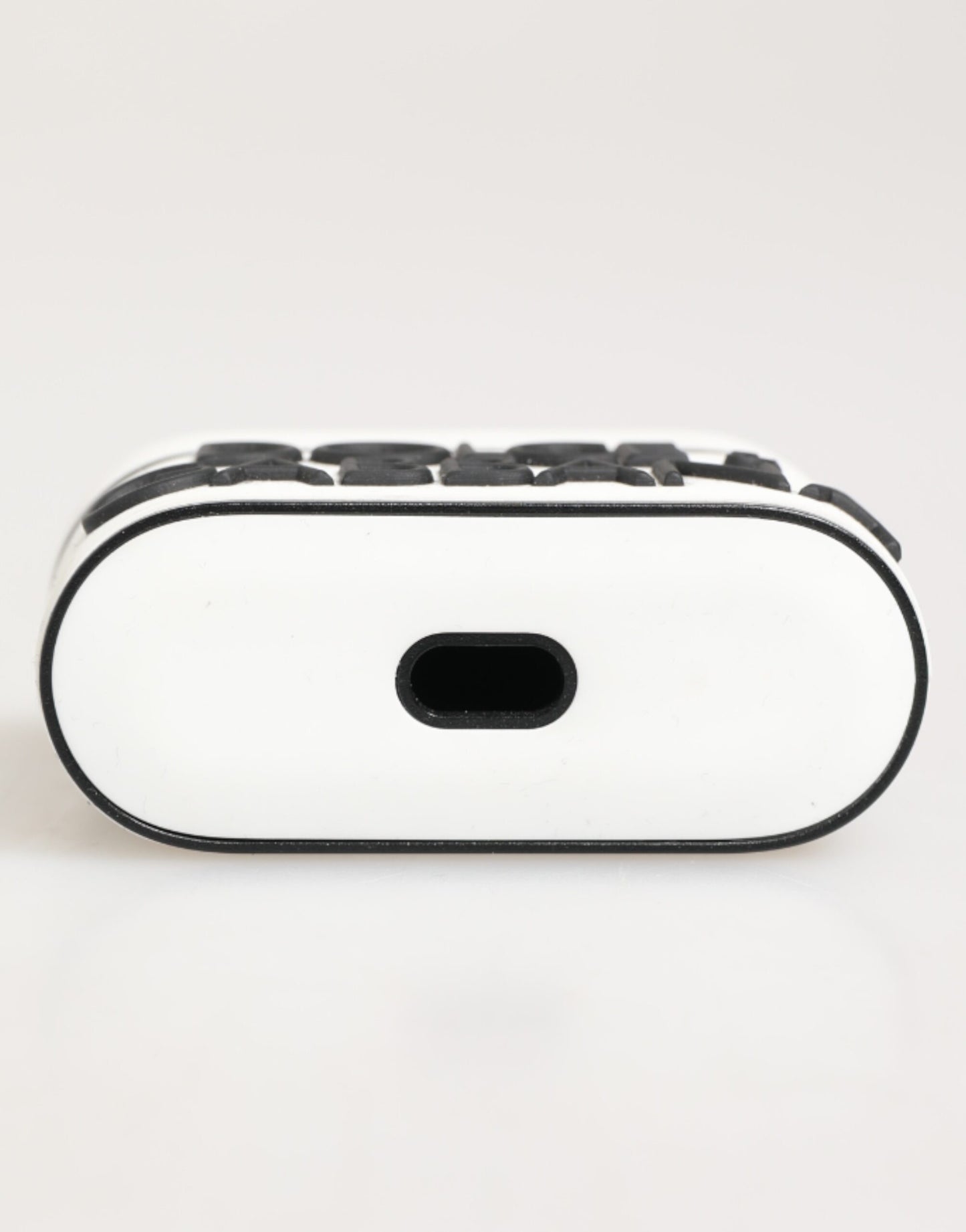White Black Rubber Logo Embossed Accessory Airpods Case