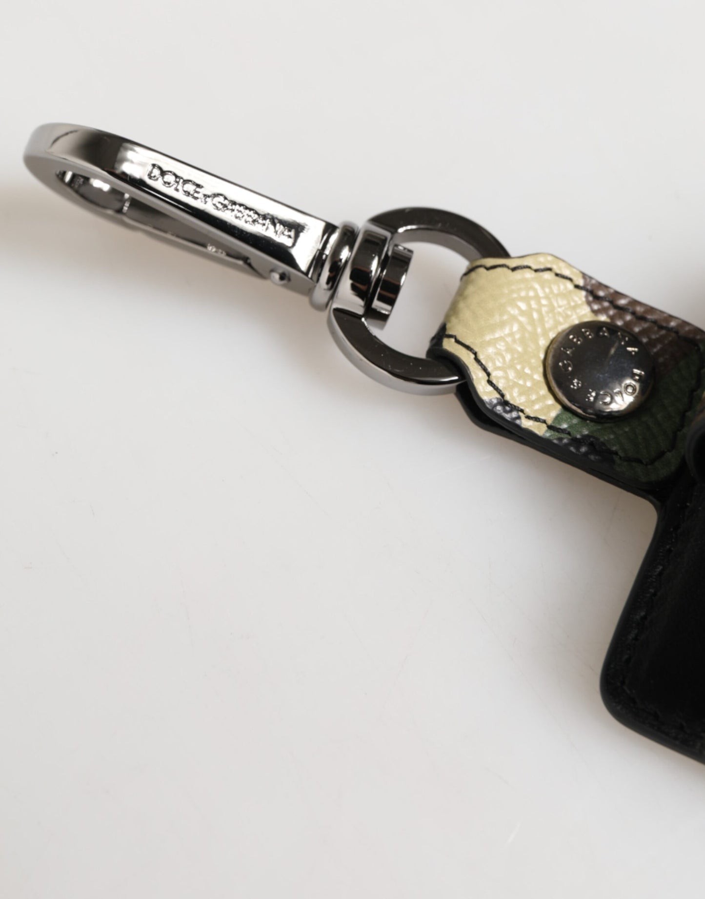 Dolce & Gabbana Multicolor Camouflage Leather Metal Accessory  Airpods Case