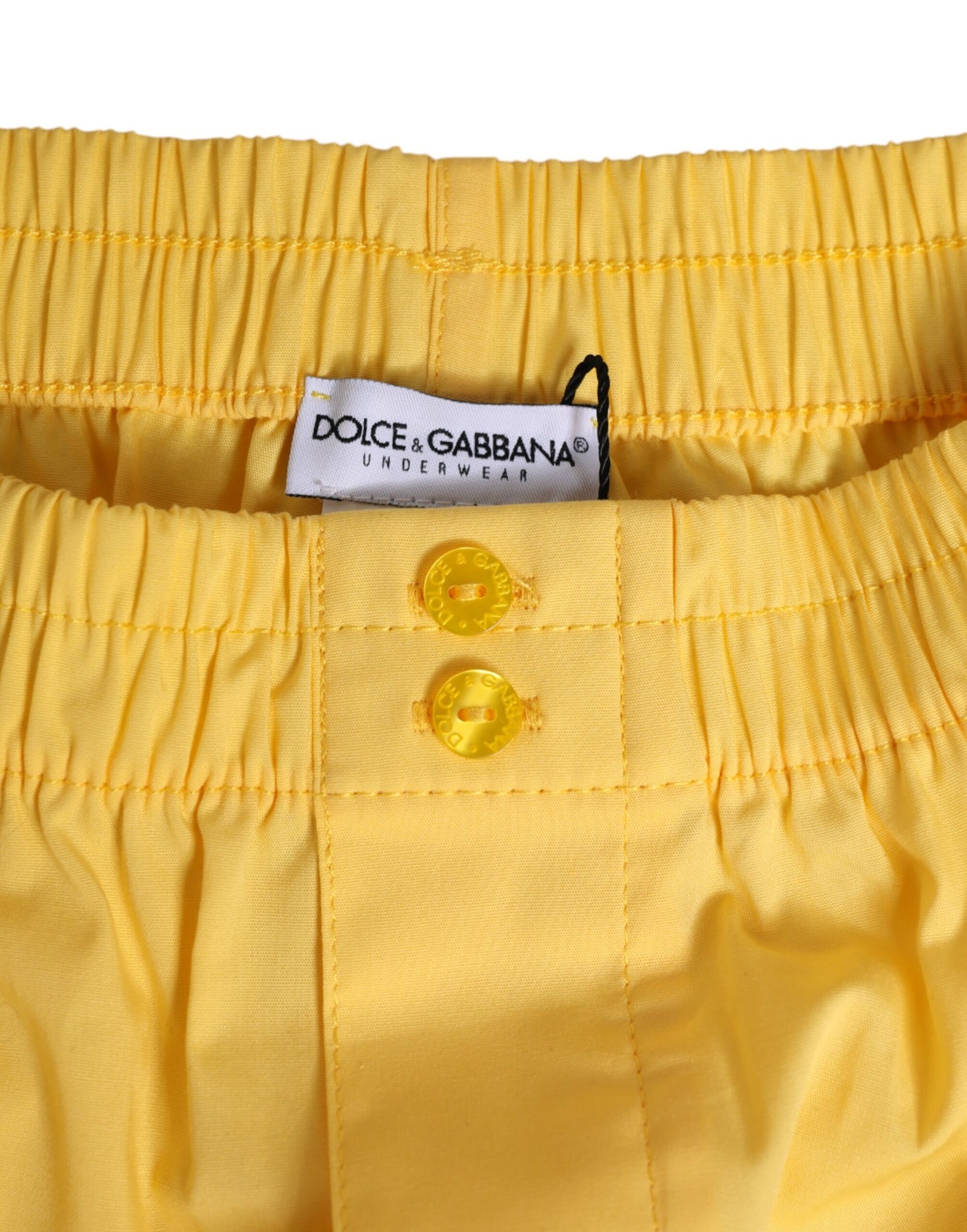 Yellow Cotton Elastic Waistband Short Swimwear