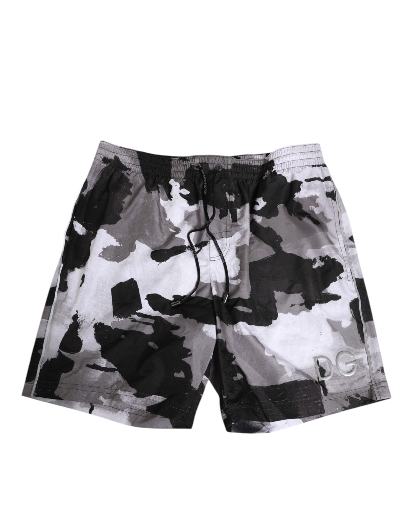 Dolce & Gabbana Black White Camouflage DG Logo Men Swimwear