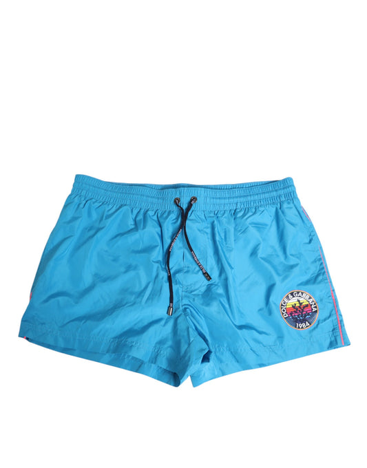 Blue Polyester Beachwear Men Shorts Swimwear