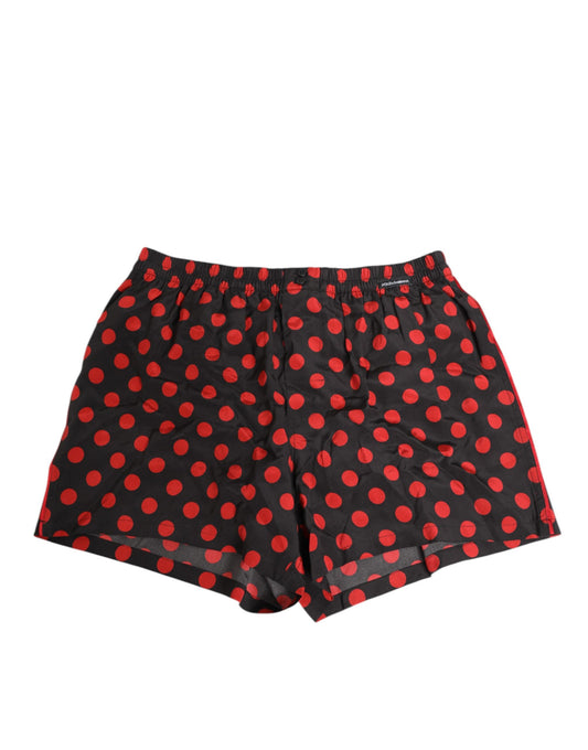 Black Silk Polka Dot Boxer Shorts Men Underwear