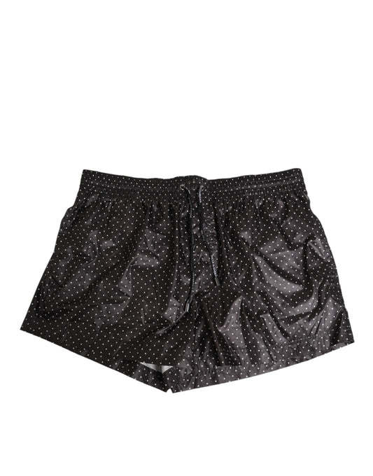 Black Polka Dot Polyester Men Shorts Swimwear